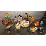SELECTION OF ENAMELLED AND JEWELED BIRDS, OWLS, PENGUINS,KINGFISHER,