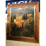 TEXTURED IMPRESSIONIST STYLE LANDSCAPE IN RUSTIC PINE FRAME
