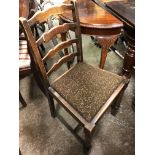 SET OF FOUR ELM LADDER BACK DINING CHAIRS