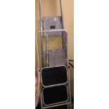 THREE SETS OF ALUMINIUM STEP LADDERS