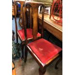 SET OF FOUR BEECH STAINED QUEEN ANNE STYLE HIGH BACK CHAIRS