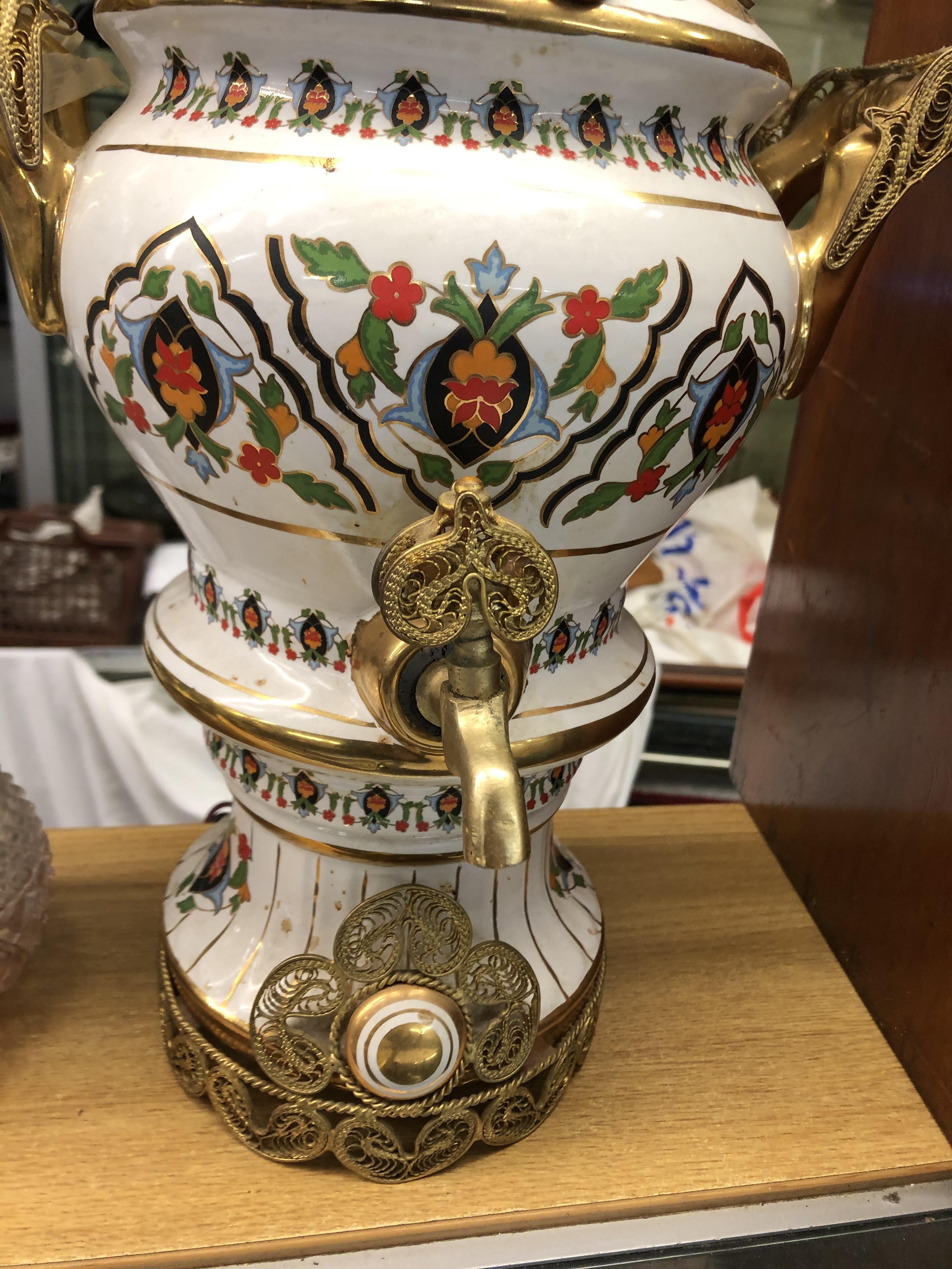 ORNATE CERAMIC AND GILT METAL SAMOVAR - Image 2 of 3