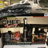 CHEF TONY HAND HELD FOOD PROCESSOR AND CHEFS APRON