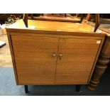 1970S TEAK PRESIDENT TWO DOOR OFFICE CUPBOARD