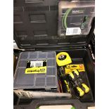 CASED CEL TOOL BOX CONTAINING SCREWDRIVERS, TAPE MEASURES,