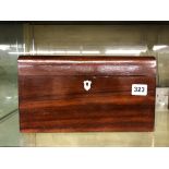 MAHOGANY VELVET LINED JEWELLERY BOX WITH KEYS