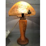TANGERINE FLECKED GLASS MUSHROOM DOME TABLE LAMP