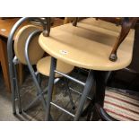 BEECH EFFECT AND TUBULAR CHROME BREAKFAST TABLE AND STOOLS