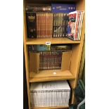 THREE SHELVES OF BOX SETS INSPECTOR MORSE, SHERLOCK HOLMES, TAGGART, POIROT,