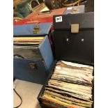 FOUR HARD CASES OF VINYL LP RECORDS AND A CASE OF 1950S 60S VINYL SINGLES