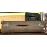 VINTAGE SUITCASE AND BLACK LEATHER SATCHEL WITH ER CREST