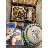 BOX OF VINTAGE SEWING AND LACE BOBBINS,