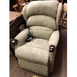 MINT GREEN ELECTRIC ACTION RECLINING ARMCHAIR