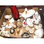 CARTON - VARIOUS CERAMIC AND RESIN SWAN FIGURE GROUPS, COUNTRY ARTISTS, CRESTED WARES,
