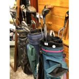 FOUR BAGS OF ASSORTED GOLF CLUBS