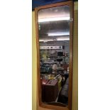 TEAK FRAMED TAPERED HALL MIRROR AND CIRCULAR MIRROR