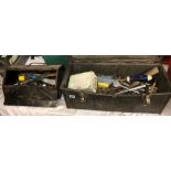 PLASTIC AND A METAL TOOLBOXES CONTAINING SPANNERS, WRENCHES, SOCKETS,
