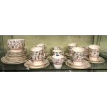 STAFFORDSHIRE GIDLED AND PINK TEA SERVICE