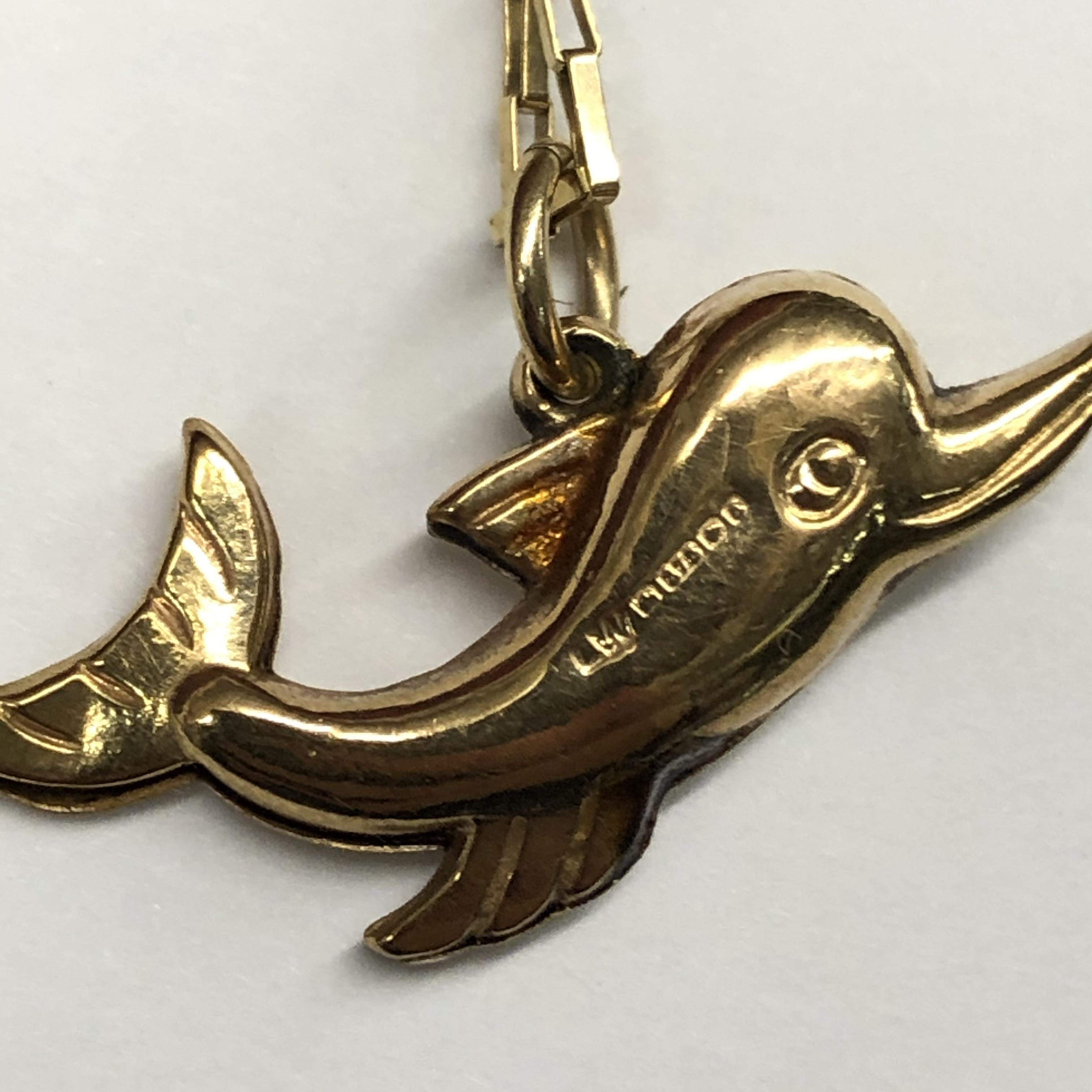 9CT GOLD BOX LINK CHAIN WITH LEAPING DOLPHIN PENDANT 4. - Image 3 of 6