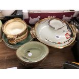 TEN OVAL ORIENTAL BOWLS, ORIENTAL SERVING DISH 'DONABE' AND COVER,