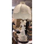 FEMALE FIGURAL TABLE LAMP WITH FRINGED SHADE
