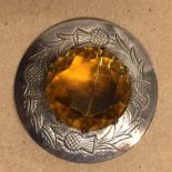 SILVER THISTLE ENGRAVED ROUNDEL BROOCH