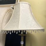 BRASS FLUTED LAMP STANDARD AND CREAM SHADE