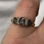 9CT GOLD AMETHYST AND DIAMOND RING SIZE K 1.