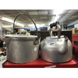 CATERING KETTLE AND A GALVANISED PRESERVE PAN