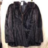 BROWN MID LENGTH FUR COAT NO LABEL