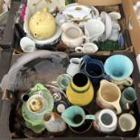 TWO BOXES OF VARIOUS JUGS, CERAMICS, VASE,