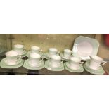 COLCLOUGH BONE CHINA MINT GREEN ART DECO TEA SERVICE