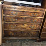 MID 18TH CENTURY MAHOGANY CROSSBANDED CADDY TOP CHEST FITTED WITH A BRUSHING SLIDE OVER FOUR