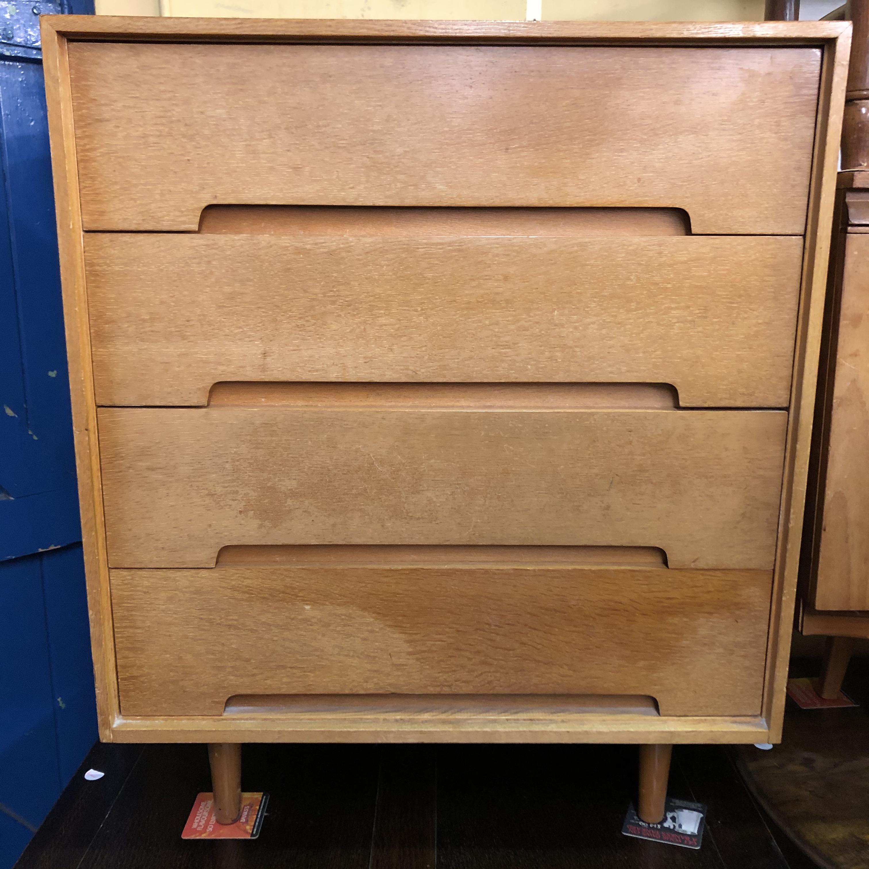 1960S LIGHT WOOD FOUR DRAWER CHEST