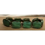 POLISHED GREEN SEMI PRECIOUS STONE LINK BRACELET