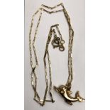 9CT GOLD BOX LINK CHAIN WITH LEAPING DOLPHIN PENDANT 4.