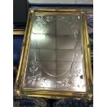 GILT SWEPT FRAMED ETCHED BEVELLED MIRROR