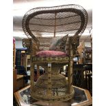 CANE/RATTAN PEACOCK BACKED CONSERVATORY ARMCHAIR