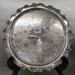 SHEFFIELD SILVER FLAT SALVER WITH SERPENTINE BEADED BORDER 33CM DIA APPROX 26OZ APPROX