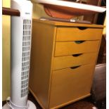 ELPINE VERTICAL HEATER AND LIGHT WOOD FOUR DRAWER CHEST