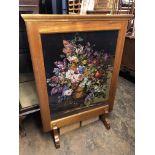 WOOLLEN EMBROIDERED STILL LIFE PANEL FIRE SCREEN