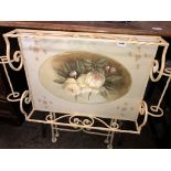 CREAM PAINTED METAL WORK FOLDING TABLE