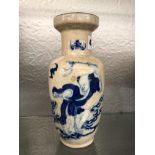 BLUE AND WHITE CRACKLE WARE BALUSTER VASE