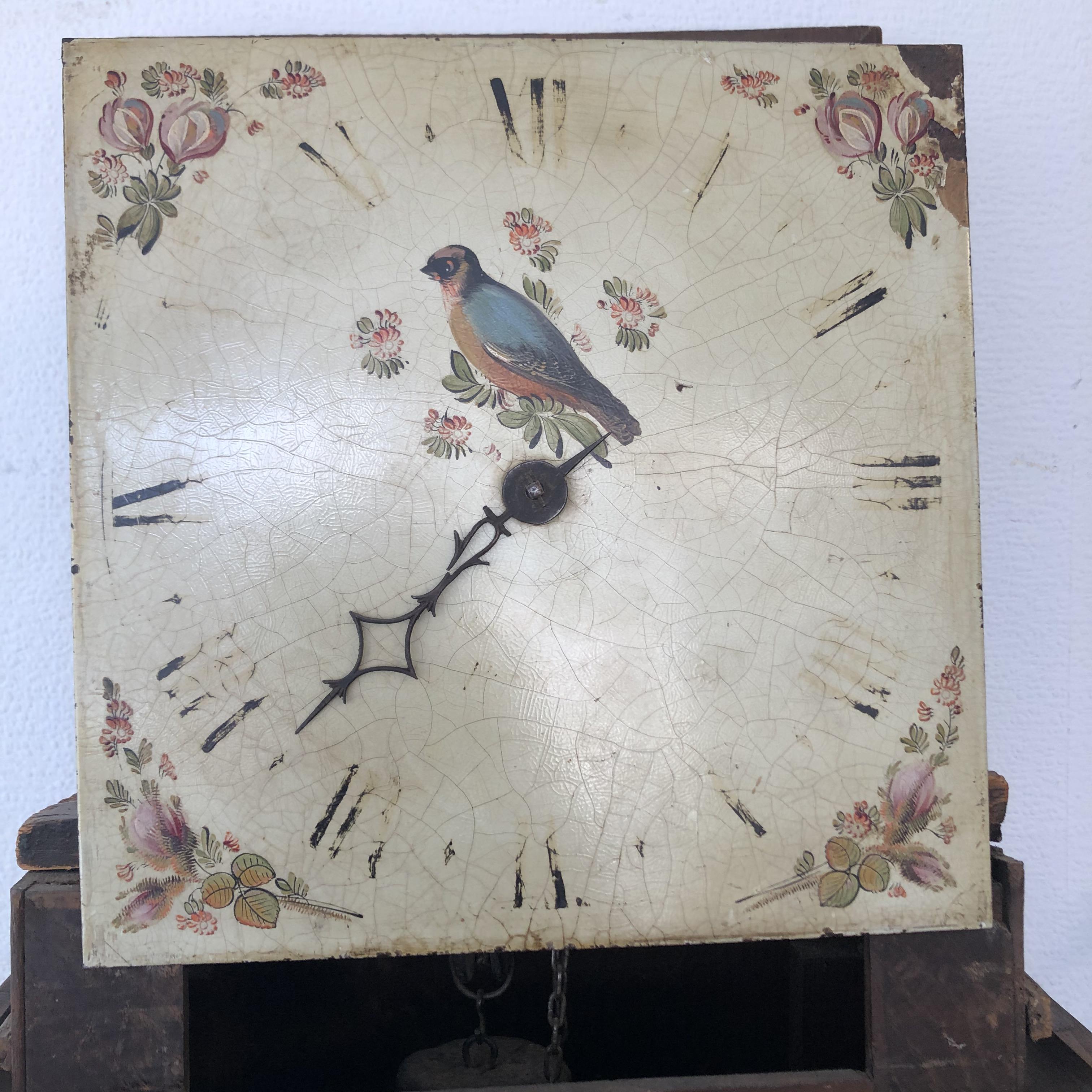 19TH CENTURY COTTAGE OAK LONG CASE CLOCK WITH PAINTED ENAMEL DIAL - Image 7 of 10