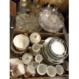 BOX CONTAINING CZECH COFFEE SERVICE, VARIOUS DINNER PLATES,