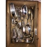 WOODEN BOX OF EPNS CUTLERY