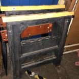 PAIR OF CARPENTRY TRESTLES AND BLACK AND DECKER WORKMATE