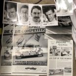 CLEAR SLEEVE OF JAGUAR RACING CAR RELATED EPHEMERA INCLUDING DRIVER PHOTOGRAPHS