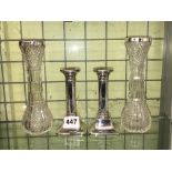 PAIR OF BIRMINGHAM SILVER DWARF CANDLESTICKS 10.