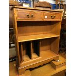 YEW WOOD CROSS BANDED TWO DRAWER DWARF BOOKCASE